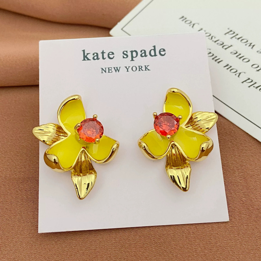 Kate SPADE Enamel Painted Zircon Flower Metal Stud Earrings